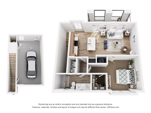 Floor plan for 1 bed, 1 bath, 868 sqft
